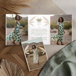 Anúncio Com Dobra Tripla Boho Retro Tropical Palm Tree Foto