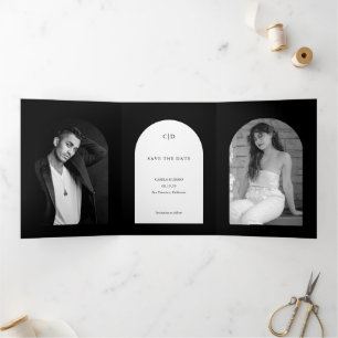 Anúncio Com Dobra Tripla Camila Black Arch Moderno Casamento Salve a Data