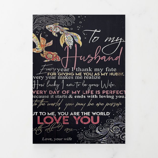 Anúncio Com Dobra Tripla Carta Para Meu Marido | Melhor Presente do Dia dos (Cobrir)