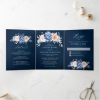 Casamento Floral Rosa Poeira Azul Naval 