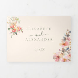 Anúncio Com Dobra Tripla Casamento outono Elegante de Maçãs de Aquarela