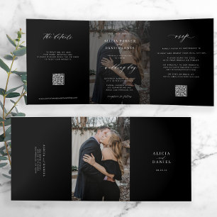 Anúncio Com Dobra Tripla Casamento preto minimalista de fotos moderno, tudo