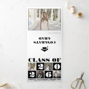 Anúncio Com Dobra Tripla Classe de Tipografia de 2021 fotocolagem em branco