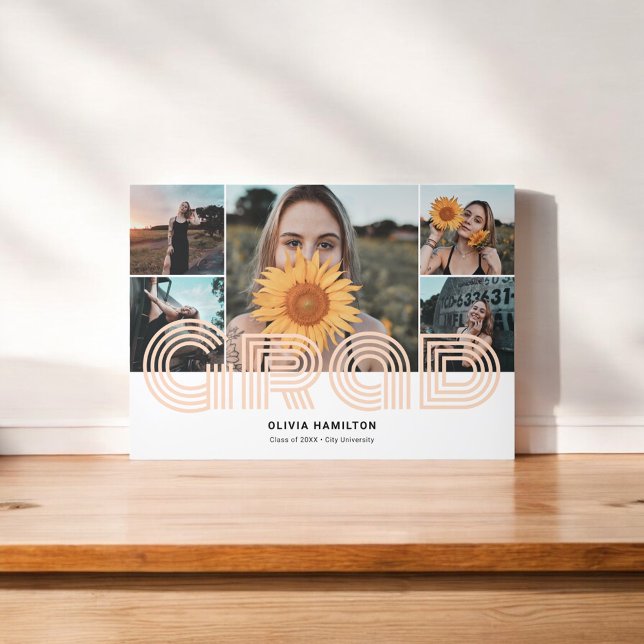 Anúncio Com Dobra Tripla Colagem de Fotografias Retroativas de Formando (Criador carregado)