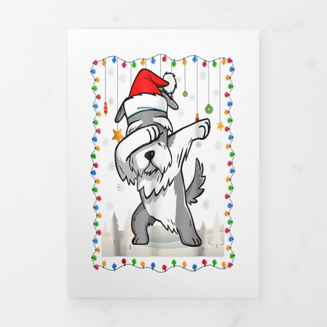 Anúncio Com Dobra Tripla Dabbing Schnauzer Santa Light Christmas (Cobrir)