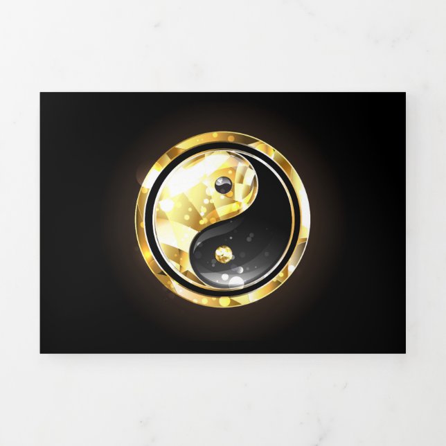 Anúncio Com Dobra Tripla Dourado Yin Yang a preto (Cobrir)