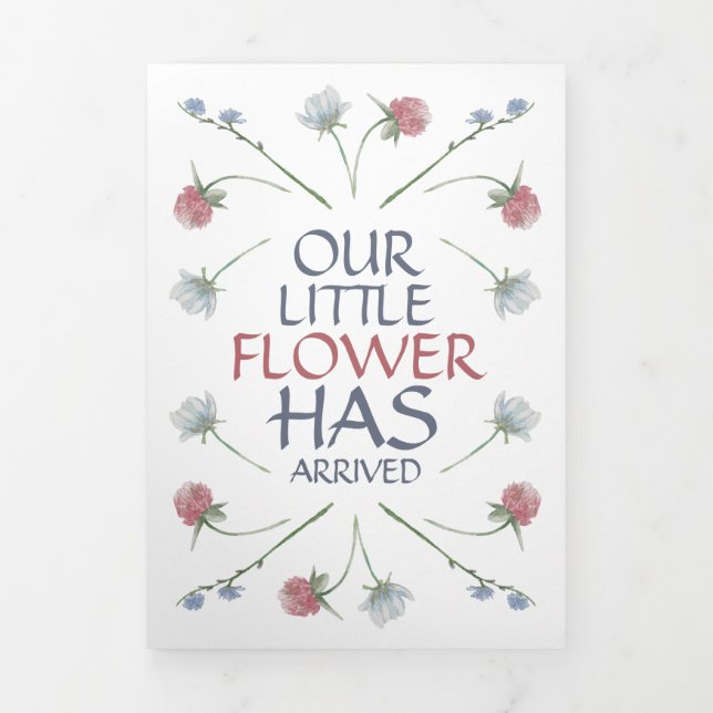 Anúncio Com Dobra Tripla Flores Selvagens Elegantes, 3 Foto Colagem Nascime (Cobrir)