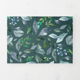 Anúncio Com Dobra Tripla Folhas caídas em aquarela 5