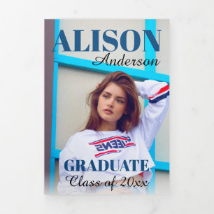 Anúncio Com Dobra Tripla Foto de graduação Classic blue Class of 2020