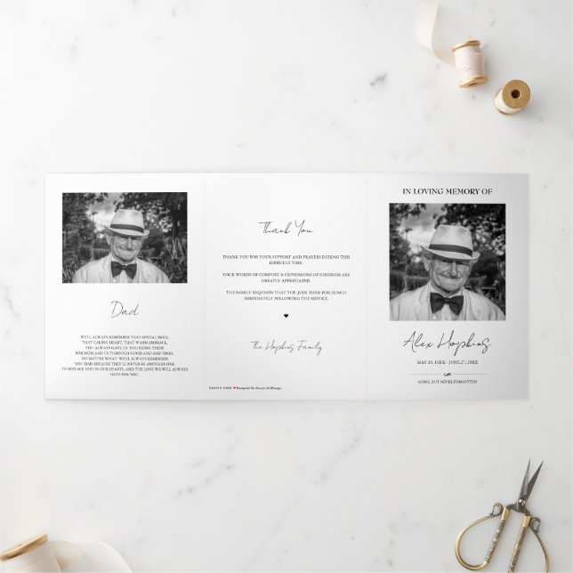 Anúncio Com Dobra Tripla Foto moderna Memorial Funeral Tripla (Fora)