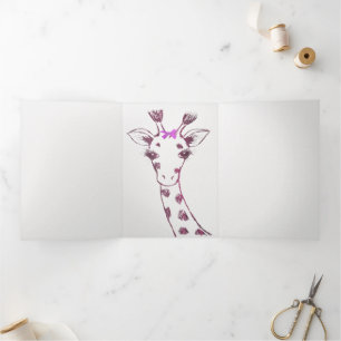 Anúncio Com Dobra Tripla Giraffe Cute Sarcastic Design