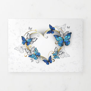 Anúncio Com Dobra Tripla Jewelry Heart with Butterflies Morpho