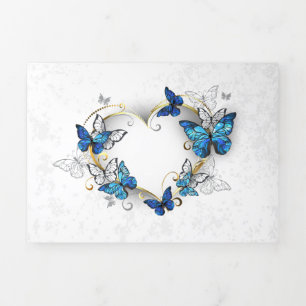Anúncio Com Dobra Tripla Jewelry Heart with Butterflies Morpho
