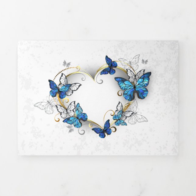 Anúncio Com Dobra Tripla Jewelry Heart with Butterflies Morpho (Cobrir)