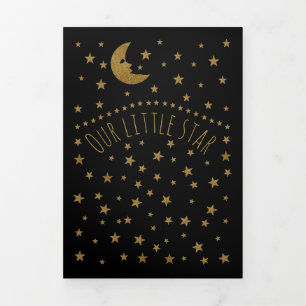 Anúncio Com Dobra Tripla Lua e Estrelas Douradas, 3 Fotos Colagem de Nascim