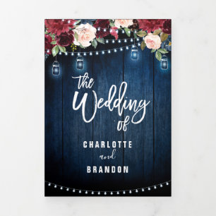 Anúncio Com Dobra Tripla Luzes de Corda Burgundy Vermelho Marinho Trifold C