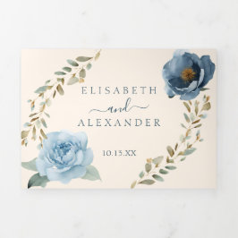 Anúncio Com Dobra Tripla Marinho Azul Pumpkin Cai no Casamento de Amor