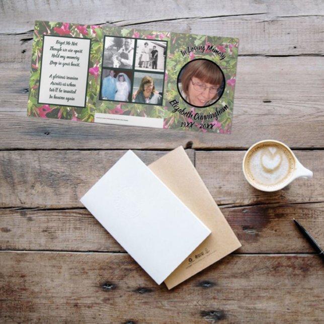 Anúncio Com Dobra Tripla Memorial de Cinco Fotografias do Muted Floral Four (Criador carregado)