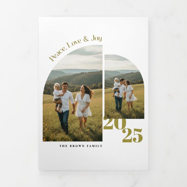 Anúncio Com Dobra Tripla Minimal Christmas Family Arch Photo (Cobrir)