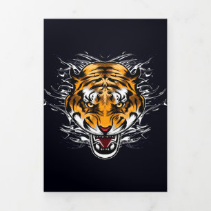 Anúncio Com Dobra Tripla Modern Retro Wolf Trabalho de arte   Para a Mãe Pa