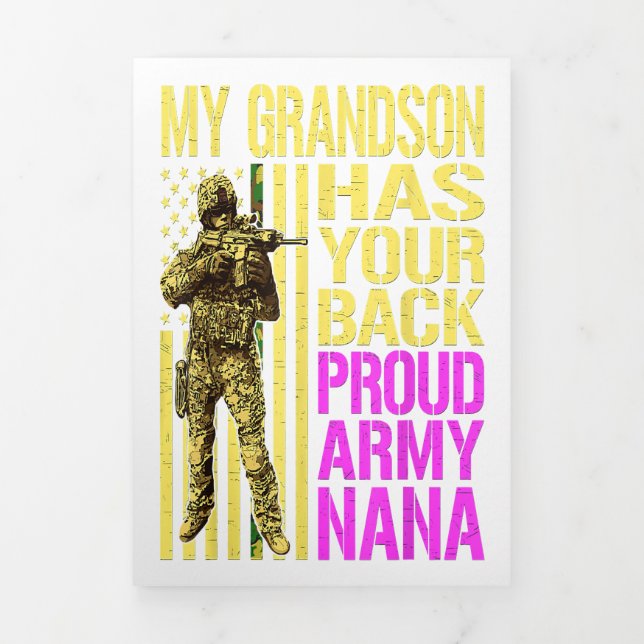 Anúncio Com Dobra Tripla My grandson has your back military proud army gift (Cobrir)