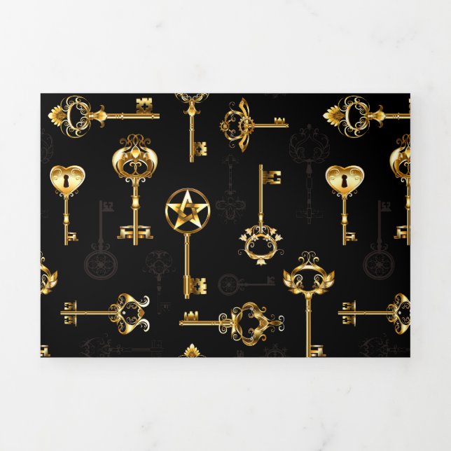 Anúncio Com Dobra Tripla Padrão sem falhas com chaves de Ouro (Cobrir)