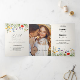 Anúncio Com Dobra Tripla Primavera Wild Flower Meadow Wedding