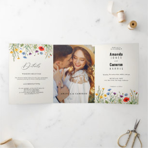 Anúncio Com Dobra Tripla Primavera Wild Flower Meadow Wedding