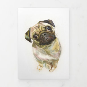 Anúncio Com Dobra Tripla Pug Face Art Impressão Cachorro de Cueca