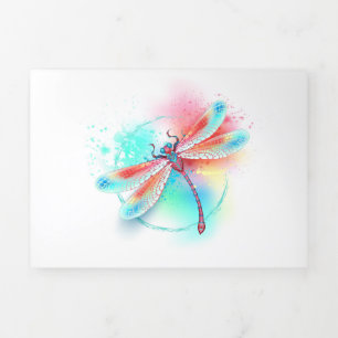 Anúncio Com Dobra Tripla Red dragonfly on watercolor background