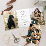 Anúncio Com Dobra Tripla Simples Na moda Bold Salve a data várias fotos<br><div class="desc">Capturando a essência do amor em uma tripla e atordoante salvem o anúncio da data! Diga 'eu faço' para nosso simples e na moda, salve a data triplo e faça seu dia especial se destacar com nosso simples, mas na moda e ousado anúncio Salvar a Data! Personalizado com sua data...</div>
