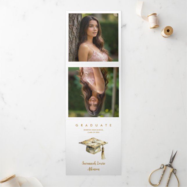 Anúncio Com Dobra Tripla Sophisticated Graduation Cap Pastel Tones Glitter (Fora)