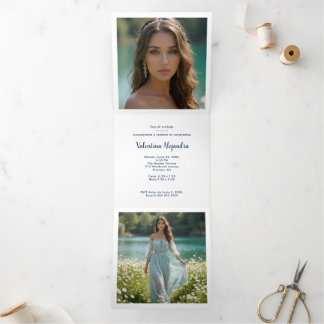 Anúncio Com Dobra Tripla Stylish Quinceañera Tiara Pastel Tones & Glitter