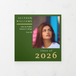 Anúncio Com Dobra Tripla Verde Elegante Chique 8 Fotos Graduação