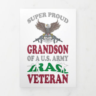 Anúncio Com Dobra Tripla Vintage Super Proud Grandson Of U.S Army Iraq Gift