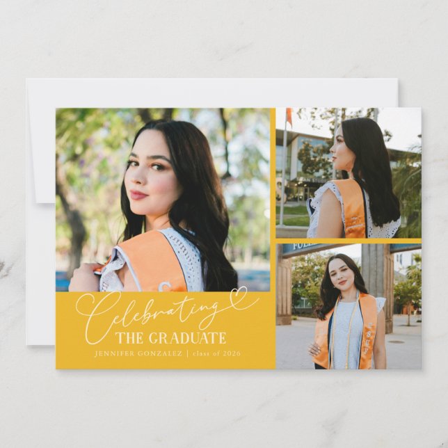 Anúncio Comemorando a formatura Amarelo Multi Foto (Frente)
