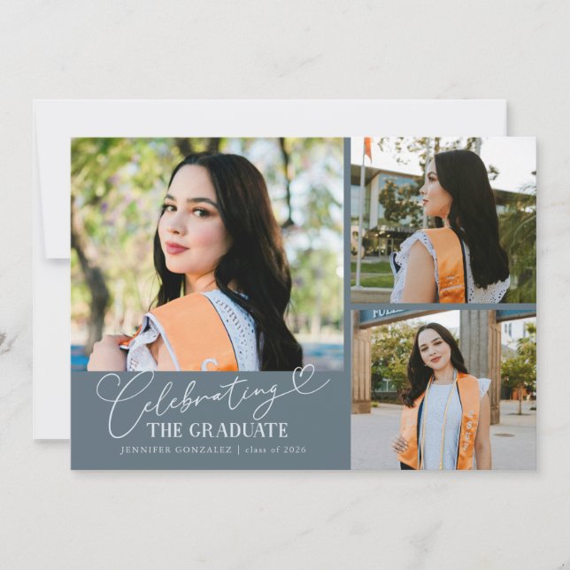 Anúncio Comemorando a formatura Slate Blue Multi Foto (Frente)