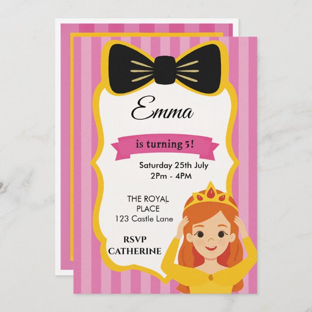 Anúncio Convidado de aniversário da Princesa Rosa | zazzle (Frente/Verso)
