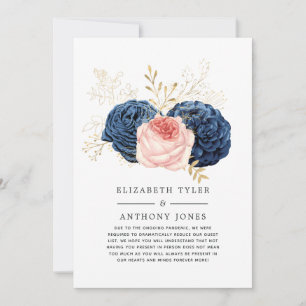 Anúncio Convidado de Casamento com Flores em Rosa e Dourad
