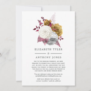 Anúncio Convidados de casamento floral branco, borgonha e