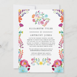 Anúncio Convidados de Casamento Floral Colorido Fiesta de 