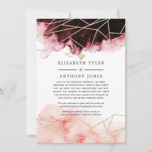 Anúncio Convidados de Casamento Geométrico Burgundy & Blus