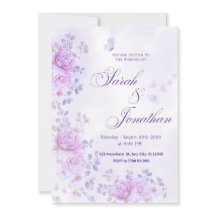 💐Convite de Casamento Floral Romântico Roxo