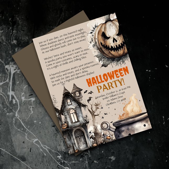 Anúncio Convocação do Poema de Halloween de Jack O Lantern (Elevate your upcoming event with uniquely designed Halloween invitations featuring a spooky poem!)