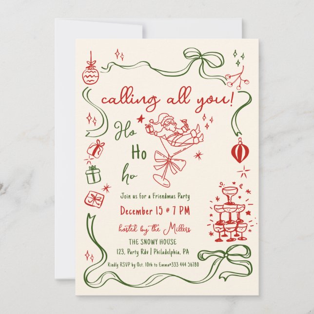 Anúncio coquetel de Papais noeis do partido Friendmas (Frente)