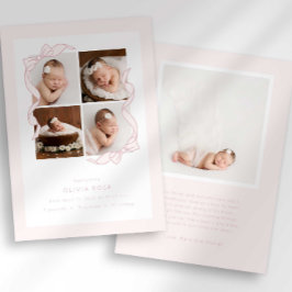 Anúncio Coquette Bow 4 Frame Photo Birth Announcement