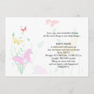 Anúncio cor-de-rosa do bebê do jardim da borboleta