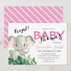 Anúncio Cor-de-rosa-elefante do chá de fraldas