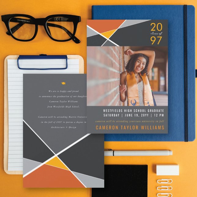 Anúncio Cor Geométrica Moderna Bloqueia Graduação Geográfi (Criador carregado)