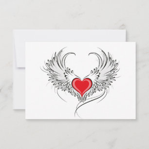 Anúncio Coração Anjo Vermelho com asas